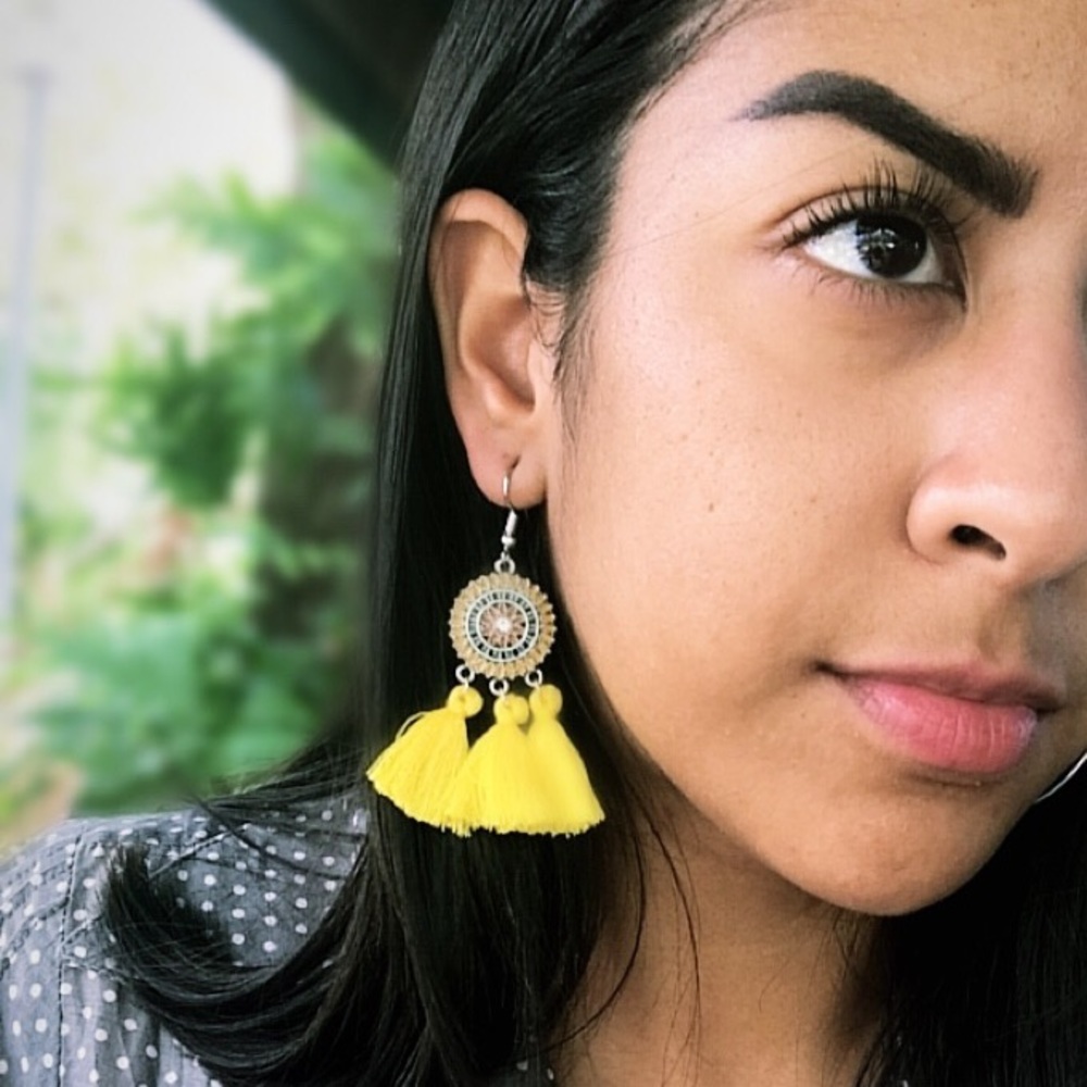 Yellow/Gold Tassle Earrings